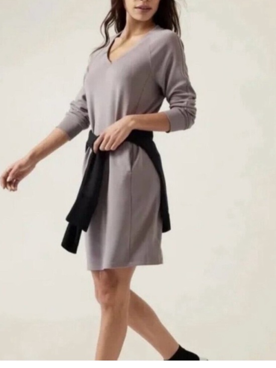 Athleta Dresses & Skirts - ATHLETA Seasoft Long Sleeve Dress Tinsel Purple L Soft Cozy Loungewear Lavender